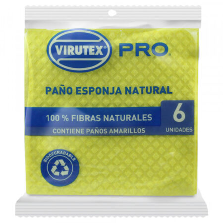 PAÑO ESPONJA NATURAL AMARILLO VIRUTEX 6U