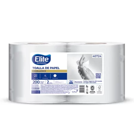 Toalla papel ELITE doble hoja 2x200M